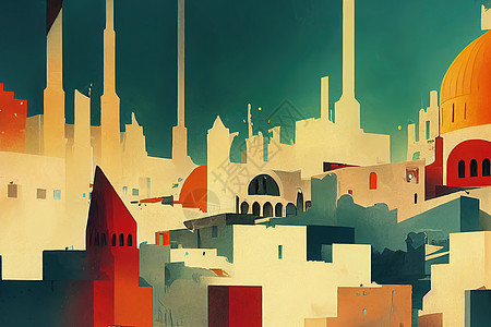 朱巴抽象城市 2d 动画插图图片