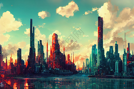 金沙萨抽象城市 2d 动画插图图片