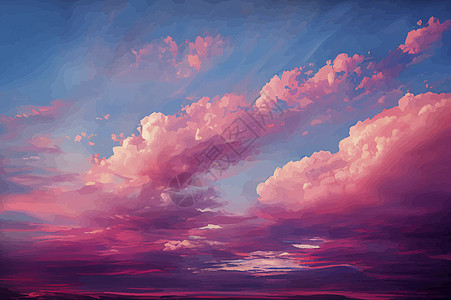 太阳落山时美丽柔和的粉红色和紫色天空和云彩的插图 美丽的天空和云彩场景阳光蓝色橙子日落图片