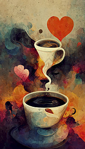 咖啡杯插图 咖啡插图艺术粮食咖啡店香气创造力杯子图片