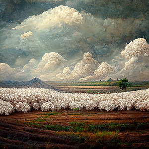棉花田准备收割 雪山和云层高地棉花草纺织品植物学环境生长季节纤维蓝色农业图片