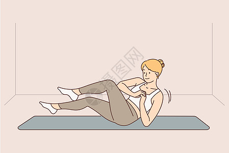体育女运动员的床垫培训动机插图福利绘画健身房客户锻炼讲师损失卡通片图片