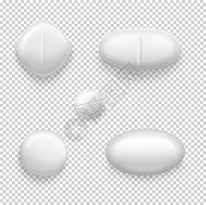 以透明背景隔离的医药药丸和胶囊 现实的三维矢量图标图片