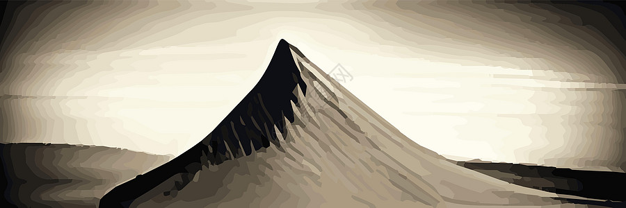 古老的单色山脉横幅图案石头爬坡边界远足鹅卵石黑与白登山蚀刻历史草图图片