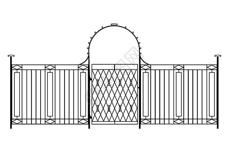装饰性铸铁锻造栅栏剪影与艺术锻造隔离在白色背景花园装饰品格子漩涡房子投掷炙烤框架金属阳台图片