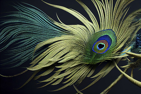 孔雀羽毛背景 摘要风格背景 自然模式的古老特征 羽毛形态 异种鸟类尾巴蓝色绿色眼睛野生动物金子动物情调异国图片