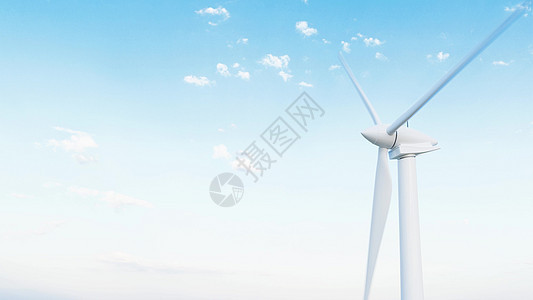 风力发电厂 蓝色天空旋转涡轮机图片