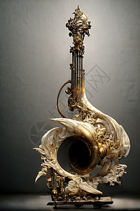 乐器图片巴洛克喇叭雕塑图片 复杂细节 3D造娱乐喉舌音乐黄铜乐器音乐会号角螺栓螺丝抛光背景