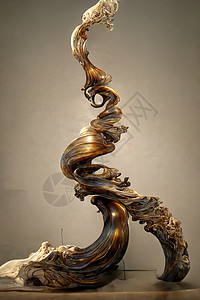 扭曲的抽象巴洛克雕塑 3D插图创造力乐队合金圆形金属技术作品黑色艺术品漩涡图片