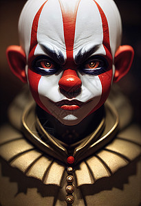 一个漂亮的小丑男孩的肖像 3D化身情感戏服男性生日喜剧演员快乐马戏团派对工作室化妆品图片