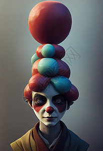 一个漂亮的小丑男孩的肖像 3D化身3d马戏团纪念日男人派对情感生日喜剧演员渲染戏服图片