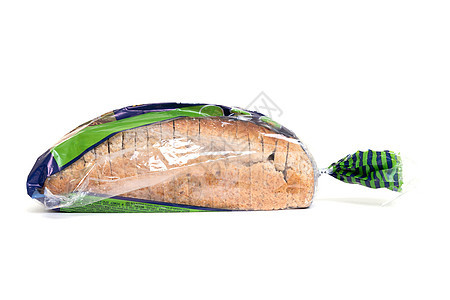 白色孤立底底色纤维甘烷烤面包用切片大麦面面包包装图片