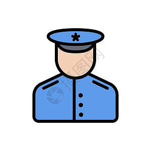 警察线颜色填充图标隔离在白色背景 警察职业颜色矢量图标集 用于网页设计 用户界面 移动应用程序 印刷印刷术和促销业务图片