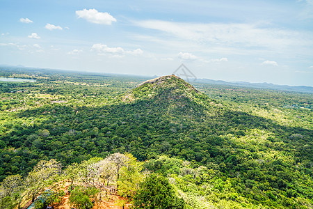 从斯里兰卡海吉里亚岩顶部观测到的风景景色遗迹怪石树木文化遗产木头丛林森林天空观光图片