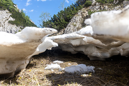 春雪深厚层 太阳下融化天气山脉晴天选择性远足焦点荒野背景图片