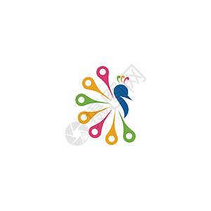 孔雀图标徽标标识图插图设计情调动物尾巴异国羽毛身份背景图片