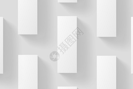 长矩形盒白白3D条品牌零售立方体礼物药品商业3d小样包装插图背景图片