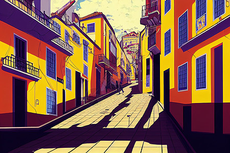 上海街景欧洲里斯本葡萄牙城市风景 动画风格U11 1背景