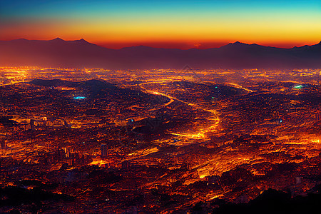 哥伦比亚波哥大市首府天线夜幕全景 动漫风格U1 1图片