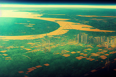 2d 风格 Owerri航空视图 首都伊莫州市 动画风格U1 1图片