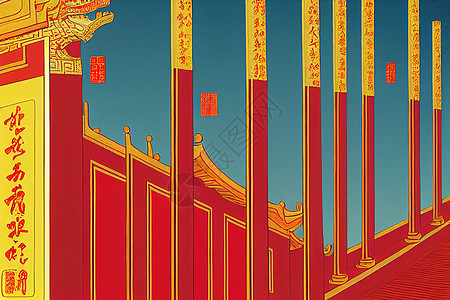 访客在中国北京紫禁市宫殿博物馆参观 在华卫士守护狮子的画像上写道图片