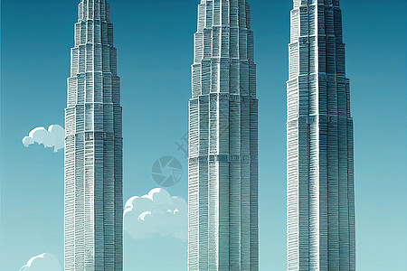 卡通画六月双子塔马来西亚吉隆坡最高的建筑和世界上最高的双子塔建设于三月开始并于八月完成 Anime s U1 1图片
