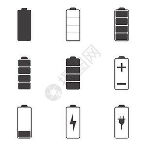 电池图标集活力红色金属黑色累加器碱性燃料技术电气艺术图片