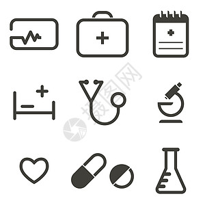 关于主题医学图标的矢量插图图片