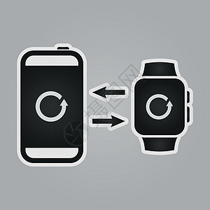 用智能手表同步您的智能手机 简单孤立的图标图片