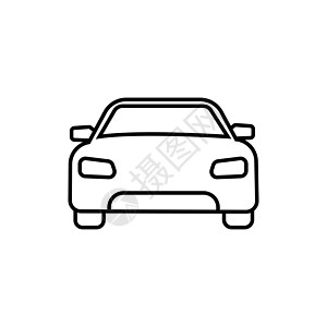 汽车前线图标 简单的轮廓样式符号 汽车 景观 运动 竞赛 交通概念 孤立在白色背景上的矢量图解 可编辑的中风图片