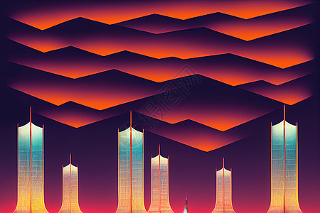 城市漫画的漫画画 火塔火焰塔夜视 是巴库新的摩天大楼背景