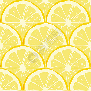 矢量柑橘类水果无缝模式与黄色柠檬圆片 壁纸 邀请函 卡片 印刷品 网页 礼品 纺织品 服装的设计元素 水果印花 新鲜度概念 柠檬图片