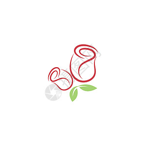 红玫瑰图标设计插图叶子花束花瓣绿色植物群婚礼植物红色图片