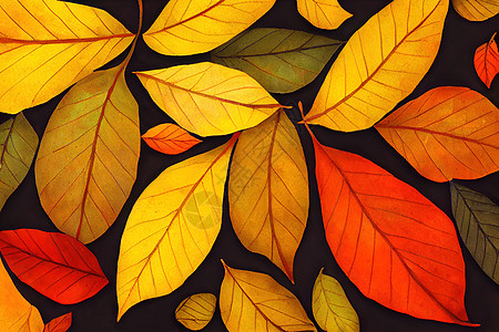 秋叶落叶树叶背景 2d 插图图片