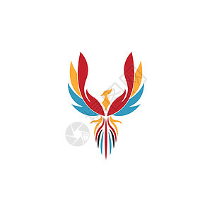 凤凰徽标图标设计公司红色火焰插图徽章羽毛创造力动物标识商业图片