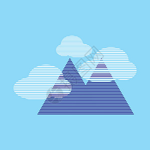 云形和山丘符号作为设计要素或图形源季节旅游爬坡艺术岩石标签远足蓝色顶峰冒险图片