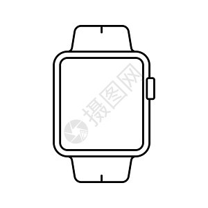 智能手表图标 黑色线性手时钟图标 智能手表符号图片