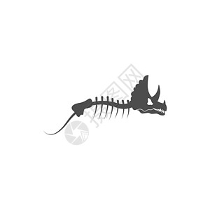 恐龙化石图标设计插图侏罗纪恐龙骨骼颅骨古生物学爬虫黑色动物插画