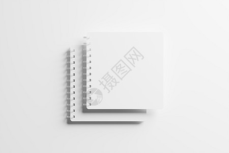 平方螺旋笔记本 3D 显示白色白板混凝土杂志笔记框架正方形样机商业记忆办公室记事本笔记纸图片