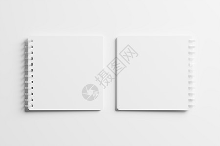 平方螺旋笔记本 3D 显示白色白板混凝土床单银框日记笔记纸记忆内衬框架记事本正方形活页夹图片