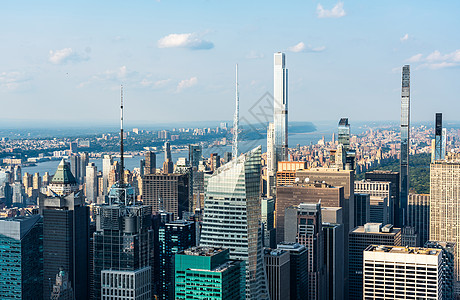 纽约天空线 全景与曼哈顿中城蓝天摩天大楼城市风景地标天际市中心景观建筑摩天大楼中心日光图片