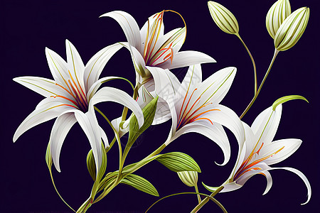 手绘春天的花朵亮丽百合成份质量高的插图背景