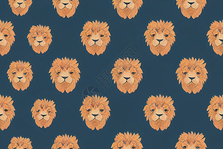 无缝模式 带有可爱的狮子幼狮和装饰元素图片