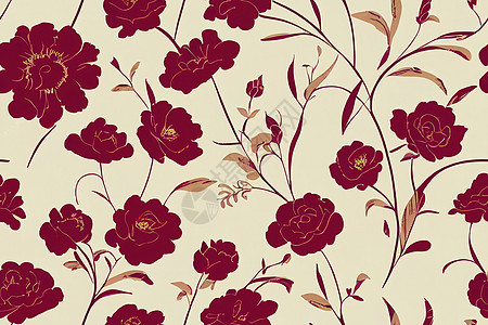反向壁纸的Floral 古老无缝模式植物美术古董插图花园艺术运动纺织品绘画织物图片