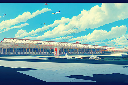 SINGAPORE机场 2D 动画风格插图图片