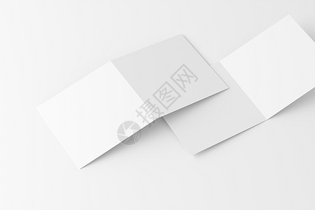 带有信封白色三维条框的方形折叠邀请卡杂志卡片邀请函小册子打印推介会文件夹样机问候请柬图片
