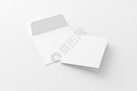 带有信封白色三维条框的方形折叠邀请卡商业文档问候婚礼3d对折小册子卡片小样广告图片