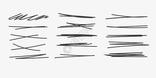 手绘涂鸦线 涂鸦标记线条纹集合 斯威夫特交叉和波浪下划线 手工涂鸦分隔线 孤立在白色背景上的矢量图解笔触墨水插图刷子收藏草图铅笔图片