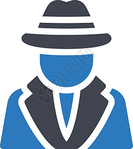 侦探插图匿名帽子眼镜字形警察网络秘密间谍监视图片