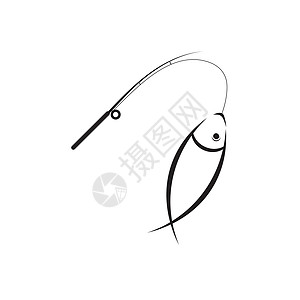 鱼棒图标徽标标识矢量运动爱好黑色艺术鱼钩钓鱼渔夫工具配饰插图图片